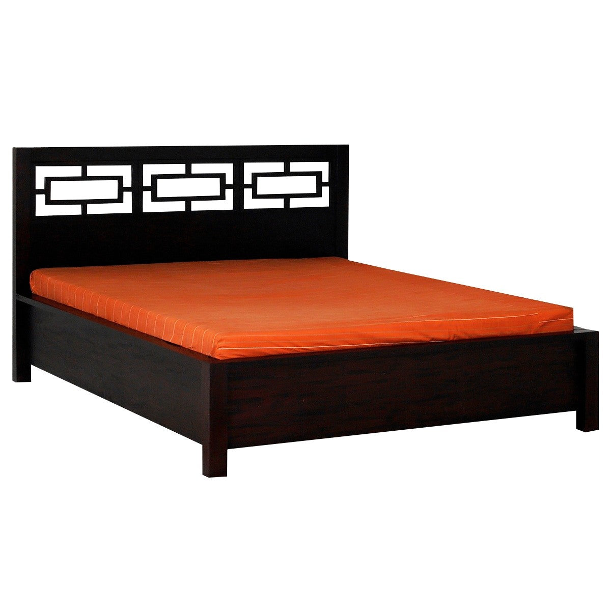 Asian Oriental Solid Teak Timber Queen Size Bed - Chocolate TWS899bs-000-ori-_c_