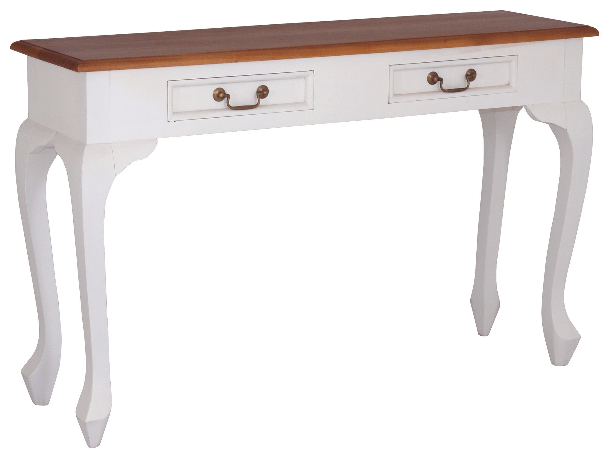 England Queen Anne 2 Drawer Sofa Table Writing Desk TWS899 Two Tone White LP