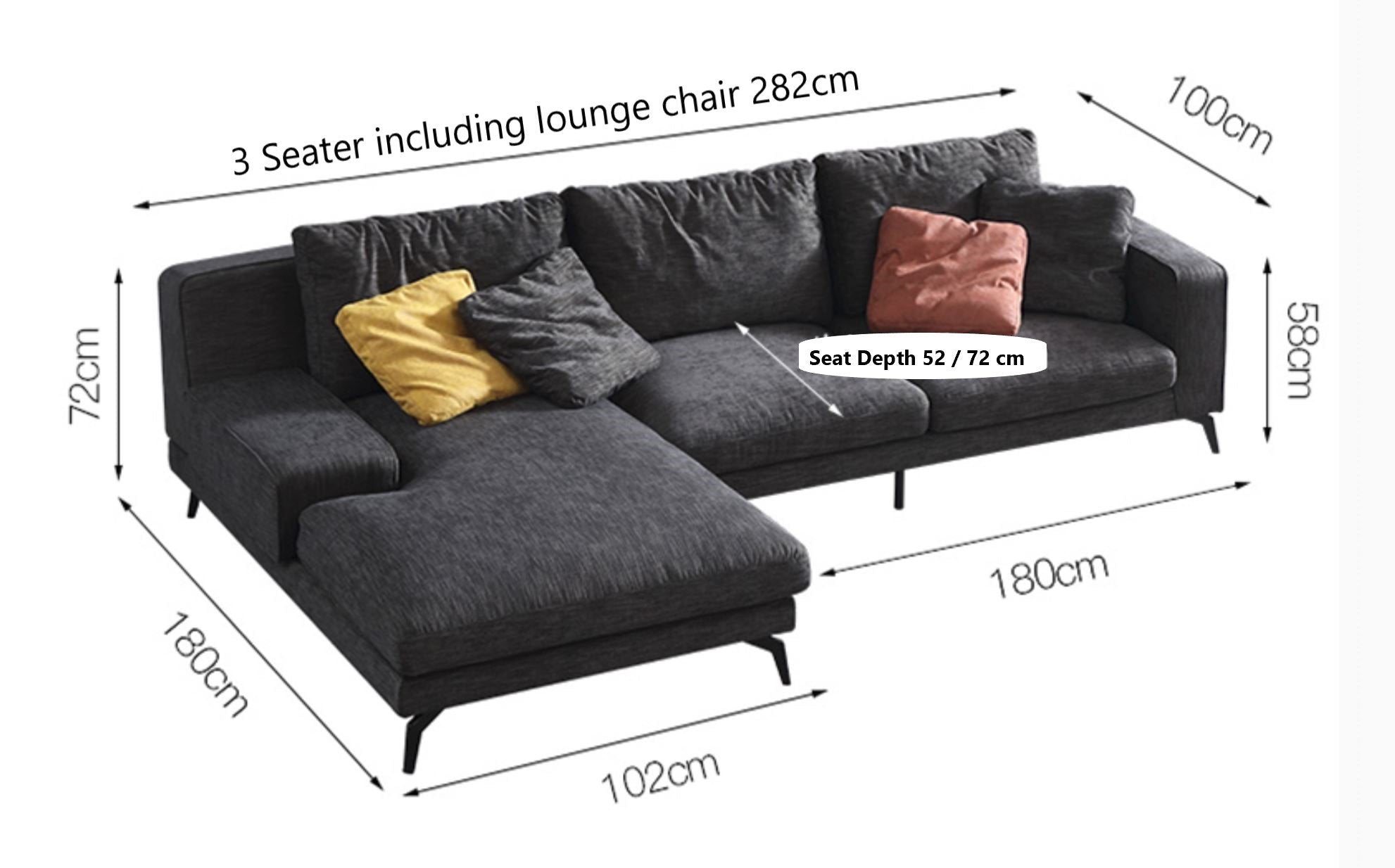 BENCE Modern Fabric Sofa with Stilt Legs Design