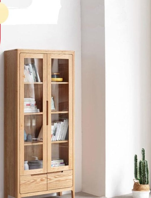 KAYDEN Scandinavian Nordic Glass Display Cabinet Bookcase
