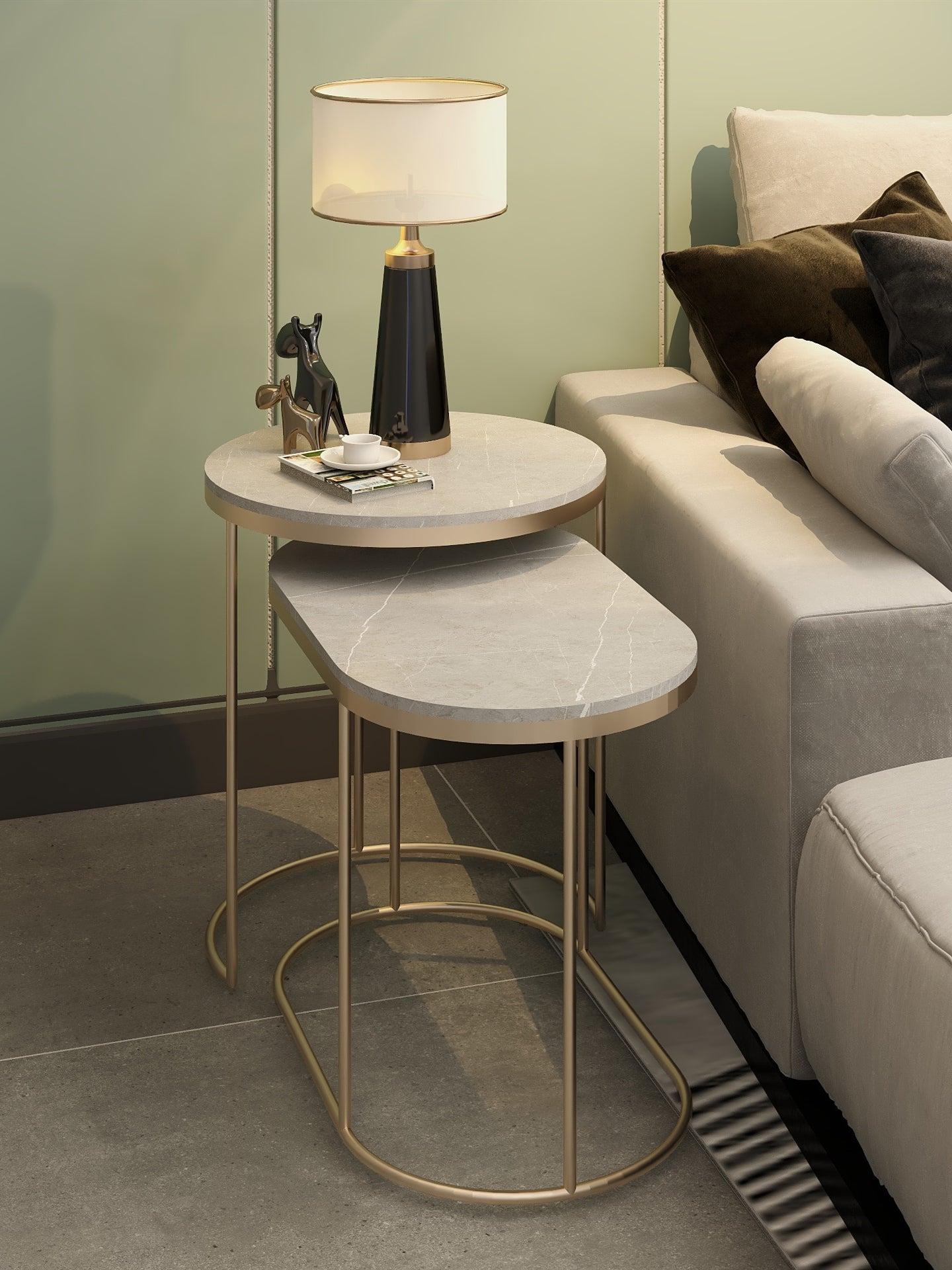 ALEX Coffee Table Oval and Round Italian Minimalist Luxury Marble Rock Board