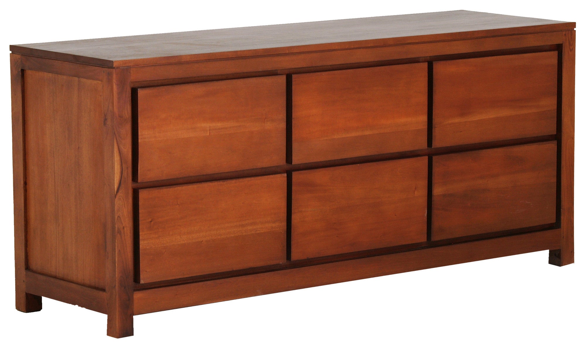 Scandinavia Solid Teak Timber 6 Drawer Dresser Chest of Drawers Cabinet Commode, Light Pecan TWS899SB-006-TA-LP_1