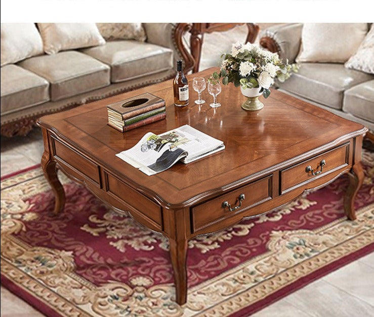 Ava Hilton Coffee Table American Style Solid Wood Square Coffee Table / Rectangular ( Select from 2 Color, 5 Size )