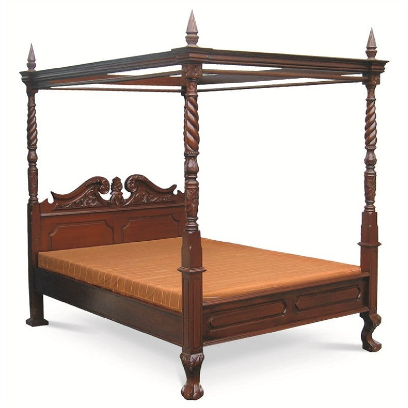 Bordeaux Jepa Solid Teak Timber King Size Postal Bed - Mahogany TWS899BS-400-CV-King-M_1