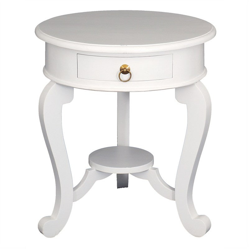Eiffel Cabriola Solid Wood Timber Round Bedside French Lamp Table, White TWS899LT-001-RD-CL-WH_1