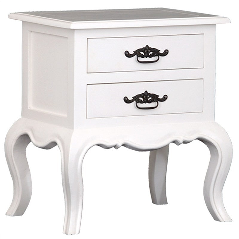 Eiffel Solid Wood Timber 2 Drawer French Bedside Lamp Table - White TWS899LT-002-FP-WH_1