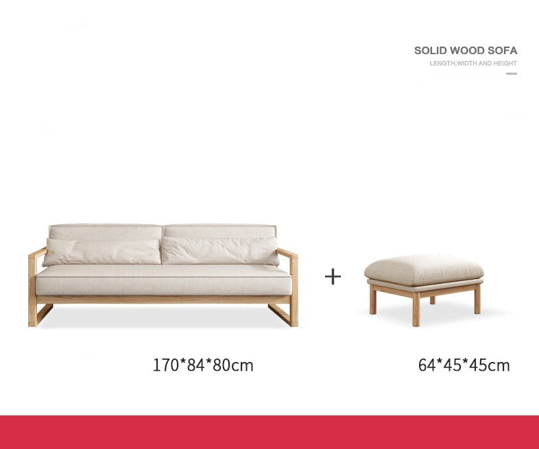 CHLOE Scandinavian Sofa American Hardwood Japanese Style ( Choice of 5 Size , 7 Fabric Color, Frame Walnut, Natural, Black )