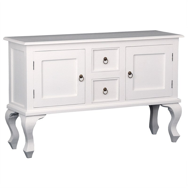 QueenAnne Solid Wood Timber 2 Door 2 Drawer French Console Sofa Table, 130cm, White TWS899ST-202-QA-WH_1