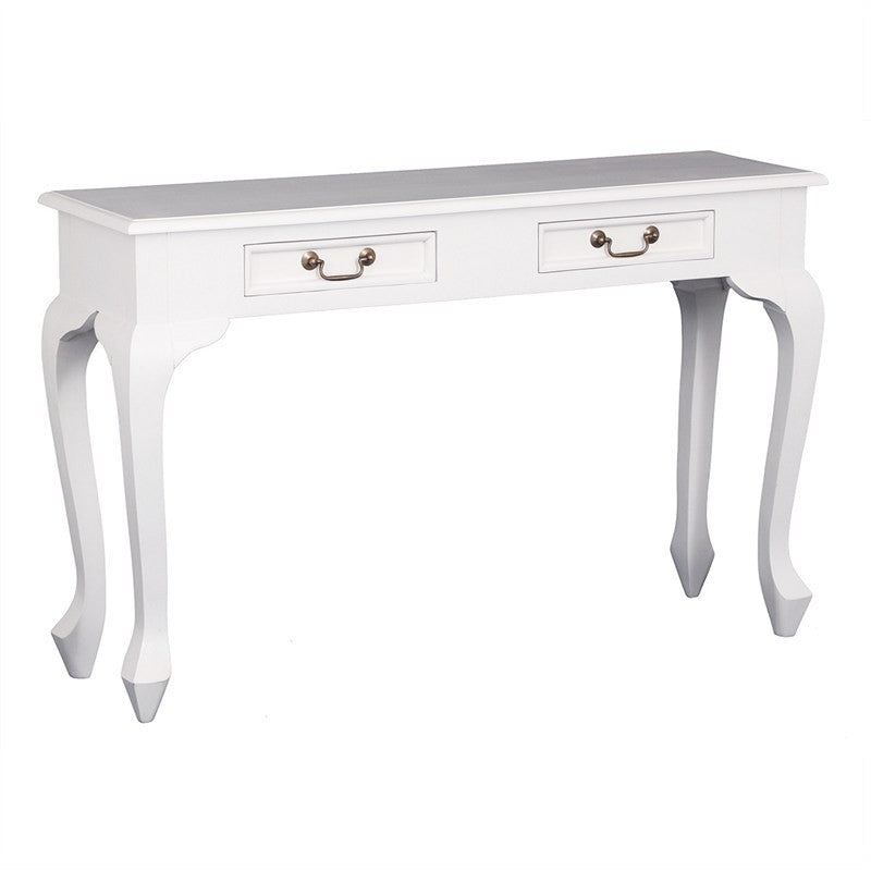 QueenAnne Solid Wood Timber 2 Drawer French Console Sofa Table, 120cm, White TWS899ST-002-QA-WH_1