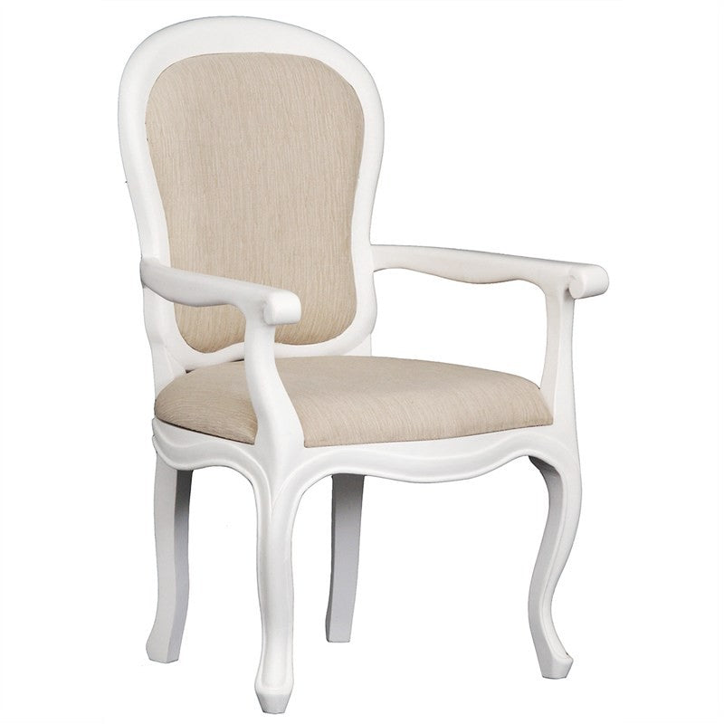 QueenAnne Solid Wood Timber French Dining Armchair - White TWS899CH-56-54-QA-AC-WH_1