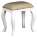 QueenAnne Solid Wood Timber Vanity Table Stool French Dressing Stool, White TWS899CH-001-QA-WH_1