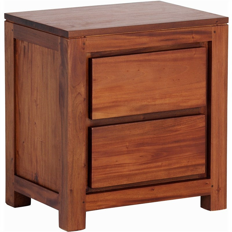 Scandinavia Solid Teak Timber 2 Drawer Bedside Table - Light Pecan TWS899BS-002-TA-LP_1