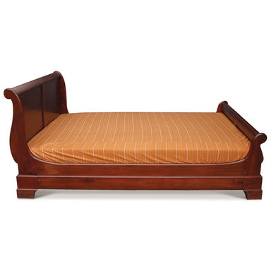 Sleigh Solid Teak Timber Queen Bed - Mahogany Color TWS899BS-000-QS-M_1