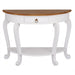 TwoTone Cabriolet Solid Wood Timber French Half Moon Round Sofa Table, White Caramel TWS899ST-001-HR-CL-WR_1