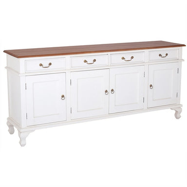 TwoTone QueenAnne Solid Wood Timber 4 Door 4 Drawer 200cm French Sideboard Buffet Table - White Caramel TWS899SB-404-QA-WR_1